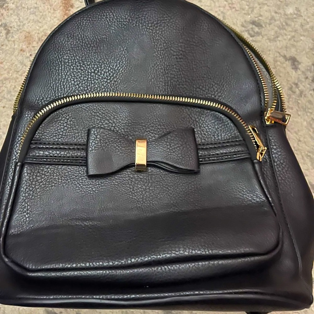 Black leather backpack
